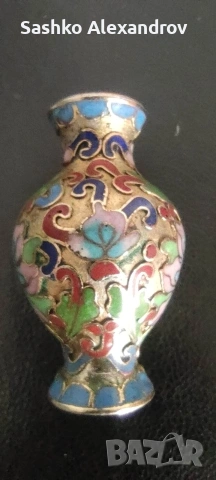 Миниатюрна ваза Клоазоне (Cloisonné) – Китайски емайл, 4.5 см , снимка 6 - Други ценни предмети - 54322291