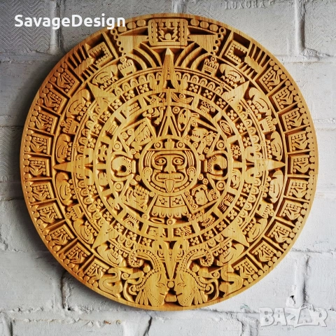 Календар на Ацтеките дърворезба, Aztec Calendar woodcarving , снимка 7 - Пана - 55054446
