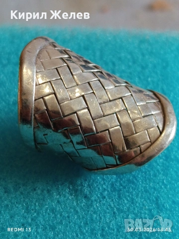 Сребърен пръстен широка плетена халка майсторска ръчна изработка 26056, снимка 6 - Пръстени - 54025898