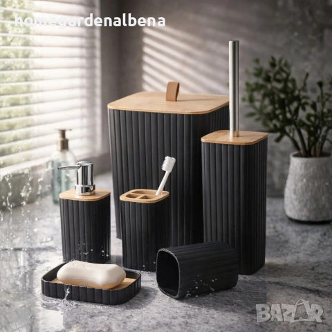 Комплект аксесоари за баня и тоалетна Cheffinger 6 части диспенсър сапунерка кошче