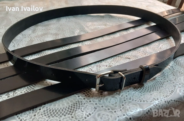 Луксозен МАКСИ мъжки колан – Черен Лак – ЕСТЕСТВЕНА КОЖА (145 см)