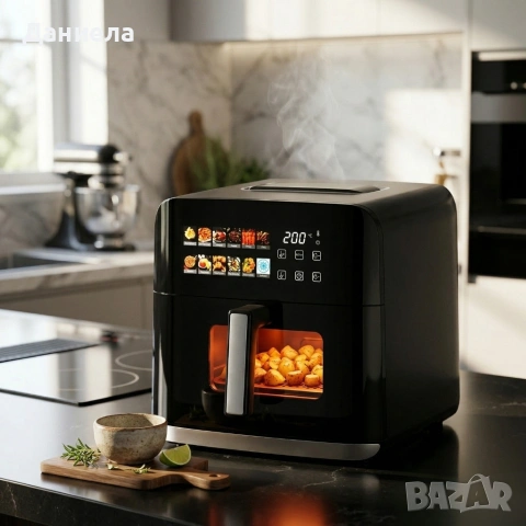 Еърфрайър Oliver Voltz OV51980CF, 1800W, 8 литра, Двоен нагревател, 12 Програми, LED дисплей, снимка 2 - Фритюрници - 54055663