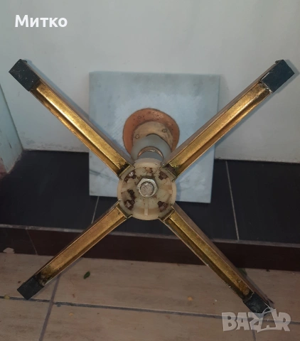 Ретро винтидж масичка с мраморен плот и месингова основа, снимка 7 - Антикварни и старинни предмети - 55252871