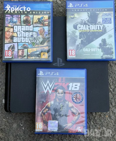 Конзола Sony PlayStation 4 Slim 500GB + 2 джойстика + 3 игри, снимка 3 - PlayStation конзоли - 55435518