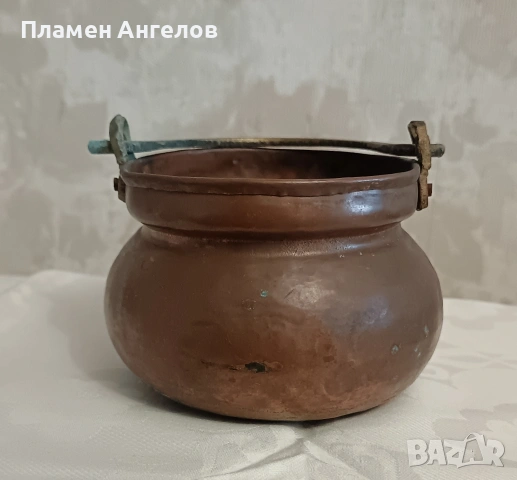 Старинно медно бакърче /менче, снимка 3 - Антикварни и старинни предмети - 54876486