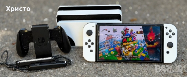 Игрова конзола Nintendo Switch OLED  + игра Mario Kart 8 Deluxe + 64GB карта  , снимка 3 - Nintendo конзоли - 54797939