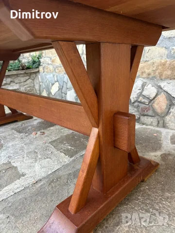 Голяма трапезна маса от масивен дъб – rustic / farmhouse style, снимка 3 - Маси - 55379303