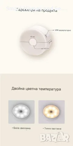 Безжични LED нощни лампи, снимка 2 - Лампи за стена - 52677195