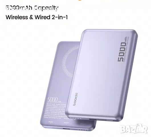 Външна батерия power bank Toocki 5000mAh, снимка 6 - Резервни части за телефони - 54460687