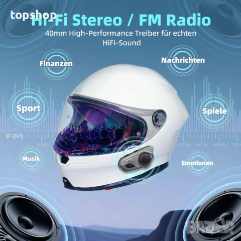 Чисто нов Мото Интерком CHUANYUE X2 за 4 човека Bluetooth 5.4 – Запечатан в Целофан, 1200м Обхват , снимка 4 - Аксесоари и консумативи - 54794567