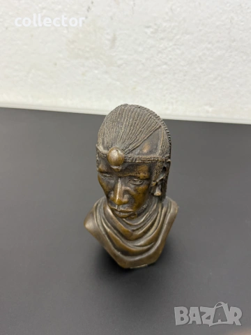 Бронзиран бюст на масайски войн. №8031, снимка 7 - Антикварни и старинни предмети - 53983245