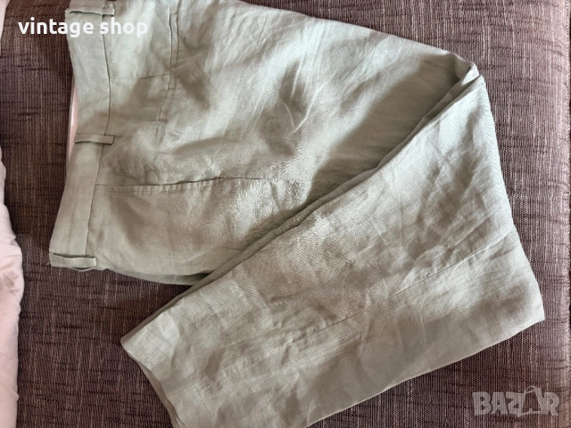 Мъжки ленен панталон H&M в ментовозелен цвят, размер 48, снимка 9 - Панталони - 54671934