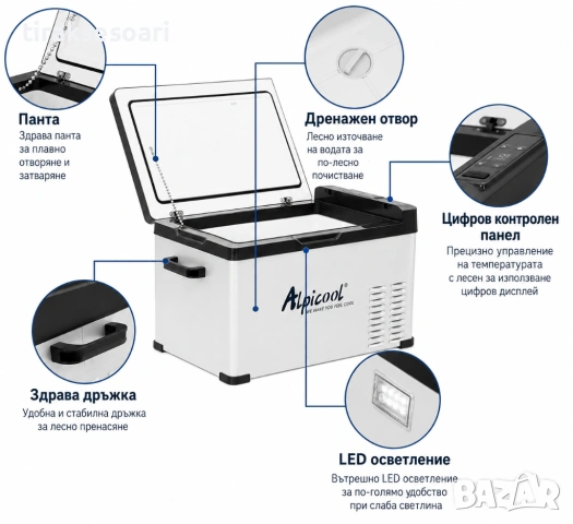 Преносими компресорни хладилници Alpicool C20 / C30 / C40 12V 24V 220V Bluetooth, снимка 5 - Аксесоари и консумативи - 54533654