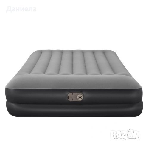 Надуваем двоен матрак с вградена помпа и възглавница 203x152x46 см – Кадифена повърхност, до 300 кг, снимка 10 - Други стоки за дома - 55063840