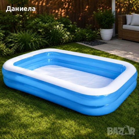 Надуваем семеен градински басейн 245x150x43 см – 874 л, здрав PVC и лесно източване, снимка 4 - Басейни и аксесоари - 54839857