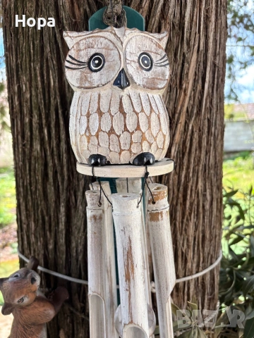 Вятърен звънец от дърво и бамбук Бухалче, снимка 9 - Декорация за дома - 54156937