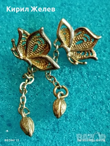 Сребърни обеци във формата на ПЕПЕРУДА 🦋 филигранна изработка красиви 30956, снимка 7 - Обеци - 54953446