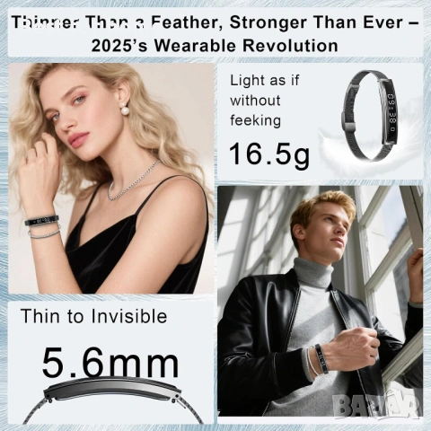 Умна гривна за жени и мъже, тънък фитнес тракер NX Wear, снимка 2 - Друга електроника - 54424920