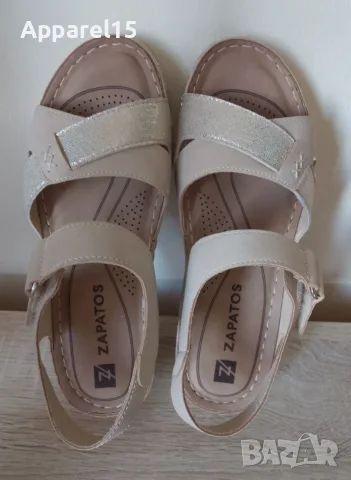 Zapatos вносни бежови сандали с анатомична стелка, 37, снимка 4 - Сандали - 55419681
