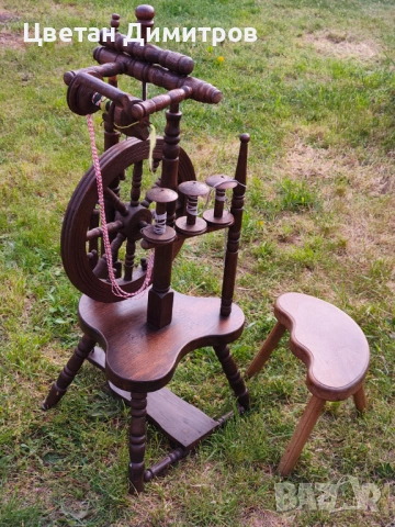 Антикварен традиционен дървен чекрък за предене на вълна, снимка 8 - Антикварни и старинни предмети - 54209011