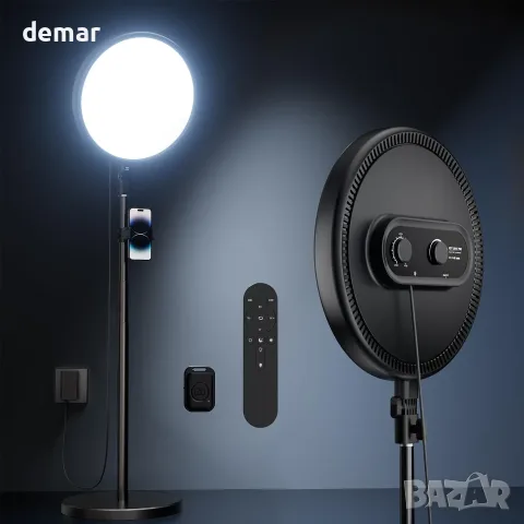 Смарт LED ринг лампа с дистанционно и стойка за подходяща за TikTok, стрийминг, грим, снимки