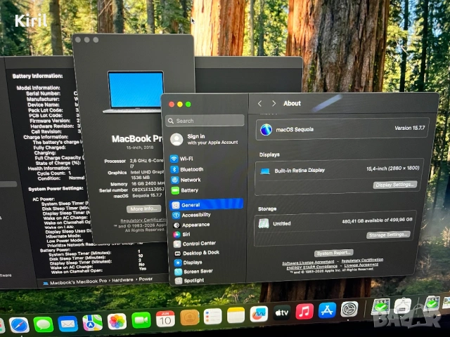 Apple MacBook Pro "Core i7" 2.6 15" Touch/2018  Mid-2018 15" (Touch Bar) 512 SSD,16 RAM, снимка 6 - Лаптопи за работа - 54526118