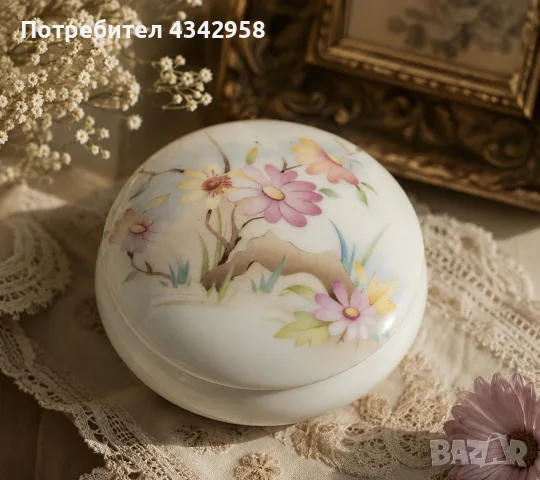 Френска винтидж порцеланова кутия Talbotier Marmande – Décoration Artisanale.1980-те