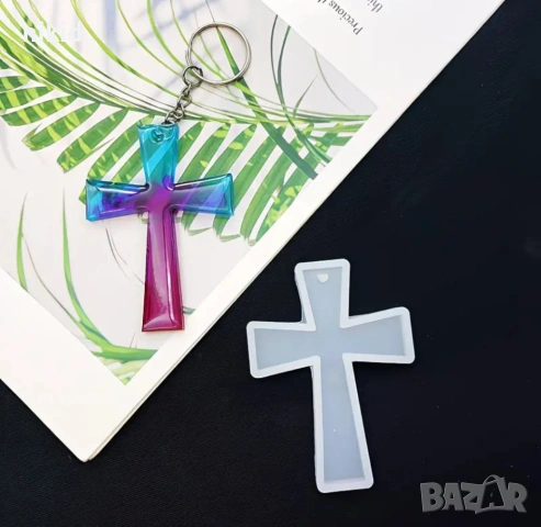 плосък кръст висулка силиконов молд форма смола декор , снимка 5 - Форми - 54324041