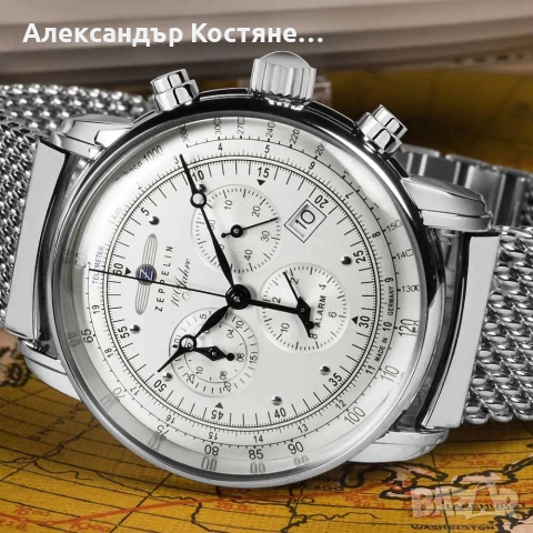 Нов часовник Zeppelin 100 Jahre Alarm - гаранция, снимка 2 - Мъжки - 55213866