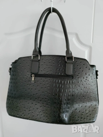 Голяма сива дамска чанта, екокожа, снимка 3 - Чанти - 54234573