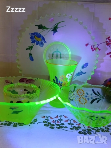 Ураново стъкло , снимка 5 - Антикварни и старинни предмети - 54526773