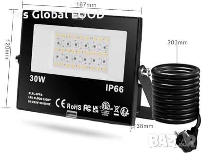 DUSKTEC RGB LED прожектори 2x30W Bluetooth IP66, снимка 5 - Прожектори - 54640610