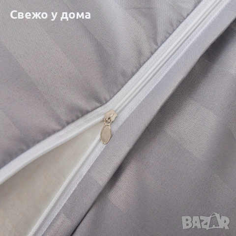 Комплект спално бельо 160x200 см с 2 калъфки 70x80 см, сатенени райета, микрофибър/памук, снимка 10 - Спално бельо - 55159285