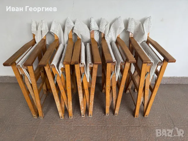 Градински сгъваеми дървени столове 5бр , снимка 15 - Столове - 55423727