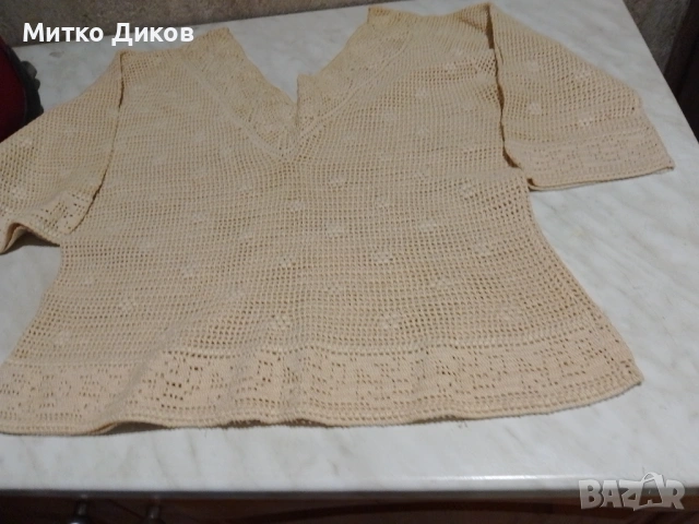 Вълнен елек и вълнена фанела 2бр. ръчно правени уникат нови размер Л женски, снимка 14 - Жилетки - 54822694
