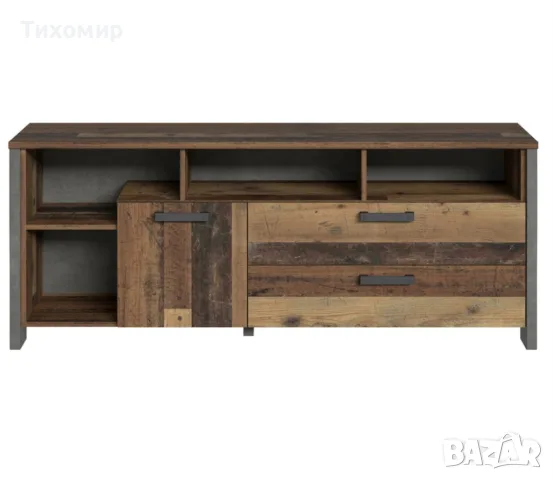 Шкаф за телевизор Retro, Винтидж, 161x64x41 см, 1 вратичка и 2 чекмеджета, снимка 2 - Скринове - 55494089
