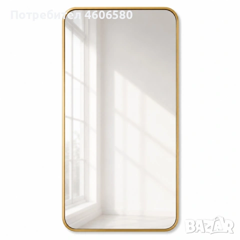🪞 Златно правоъгълно стеннo огледало 60×80 см ✨