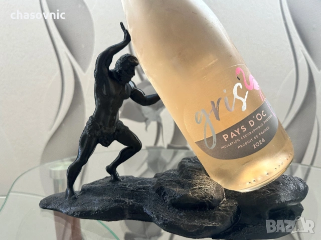 Луксозна арт поставка "Сизиф" за вино и уиски – Уникален подарък за жена, колега, шеф статуека фигур, снимка 5 - Статуетки - 54105205