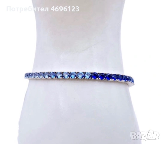 Сребърна Тенис Гривна, снимка 3 - Гривни - 54004783