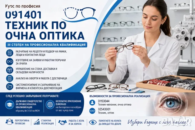 Курс по професия 091401 „Техник по очна оптика“