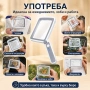 Професионална голяма правоъгълна увеличителна ръчна лупа за четене с LED осветление USB зареждане, снимка 3