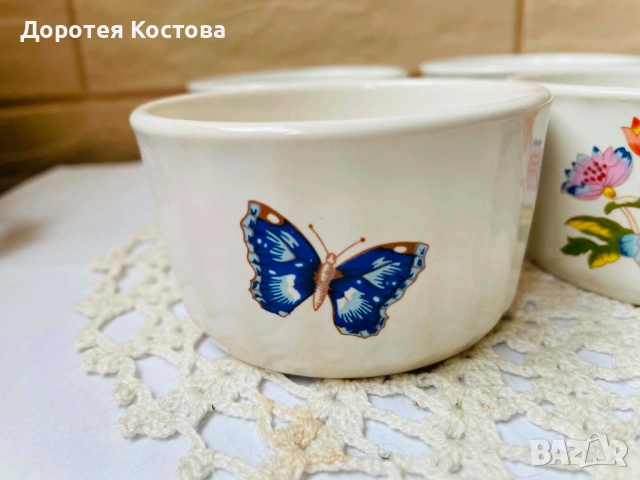 AYNSLEY красиви керамични купички от Англия с декор цветя и пеперуди, снимка 3 - Съдове за готвене - 54585386