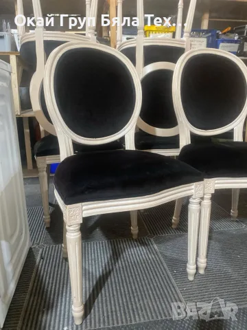 трапезни столове черно кадифе, снимка 2 - Столове - 55438664
