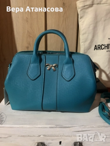 🩵👗🩵 Чанта в тюркоаз с къса и дълга дръжка💎💎💎, снимка 5 - Чанти - 55605088