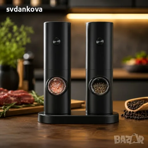 Kомплект от 2 електрически мелнички за сол и пипер!