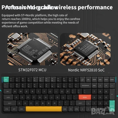 NuPhy Air96 V2 безжична механична клавиатура RGB Black, снимка 4 - Клавиатури и мишки - 54824396