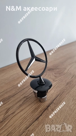 Емблема тип мерник за Mercedes-Benz 43мм основа черен гланц, снимка 5 - Аксесоари и консумативи - 54682088