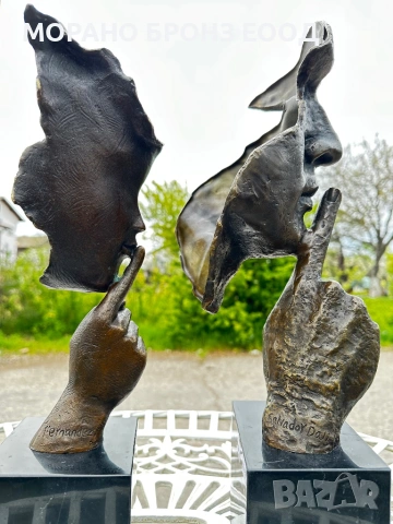 Уникален чифт масивни бронзови скулптури – Салвадор Дали (Salvador Dali) | 50 см, 10 кг, снимка 2 - Антикварни и старинни предмети - 54254578