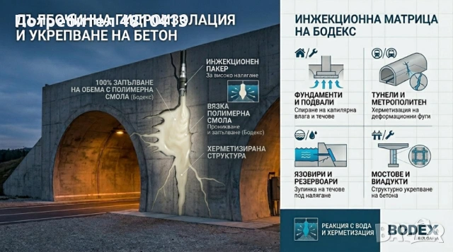 Спиране на активни течове и хидроизолация чрез инжектиране (Немска технология), снимка 4 - Ремонти на покриви - 54337562