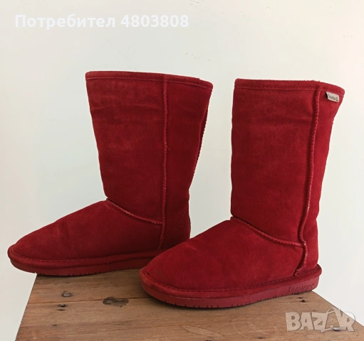 Дамски ботуши Bearpaw червен велур, снимка 5 - Дамски ботуши - 54268229